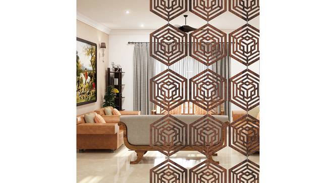 Laminated Walnut wood Wall Hanging Room/ Screen Dividers Set of 12  -  RSD-4049 (Walnut) by Urban Ladder - Front View Design 1 - 791299