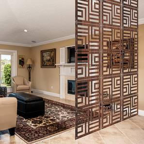 Room Divider Design Engineered Wood Room Divider in Walnut Colour