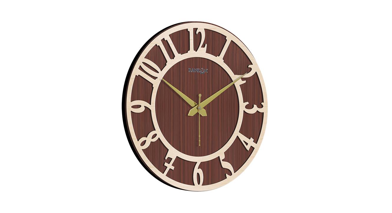 Brown Engineered Wood Round Analog Wall Clock Urban Ladder
