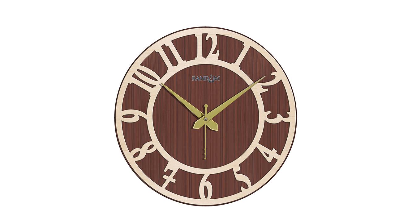 Brown Engineered Wood Round Analog Wall Clock Urban Ladder