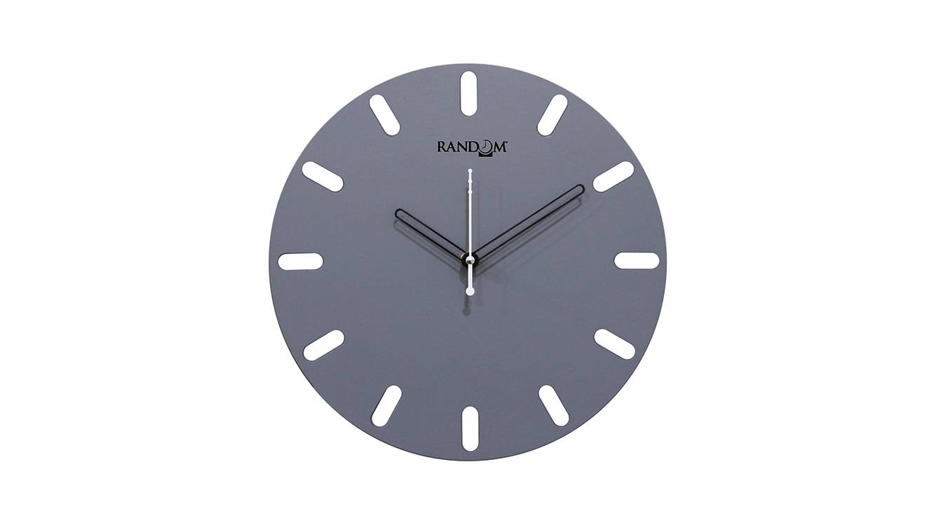 Grey Engineered Wood Round Analog Wall Clock Urban Ladder