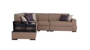 Arlo Leatherette Sectional Sofa With Side Table (Tan Brown)