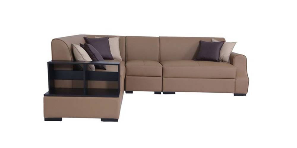 Arlo Leatherette Sectional Sofa With Side Table (Tan Brown) by Urban Ladder - - 