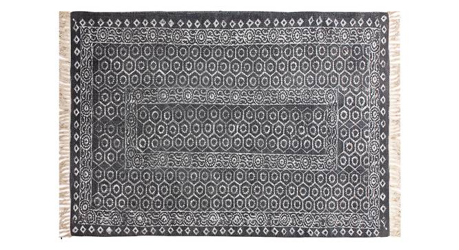 Handmade 100% Cotton Rug Living Room Area rug Cotton Area Rug 4x4 FT (Grey, 4 x 4 Feet Carpet Size) by Urban Ladder - Front View Design 1 - 796725