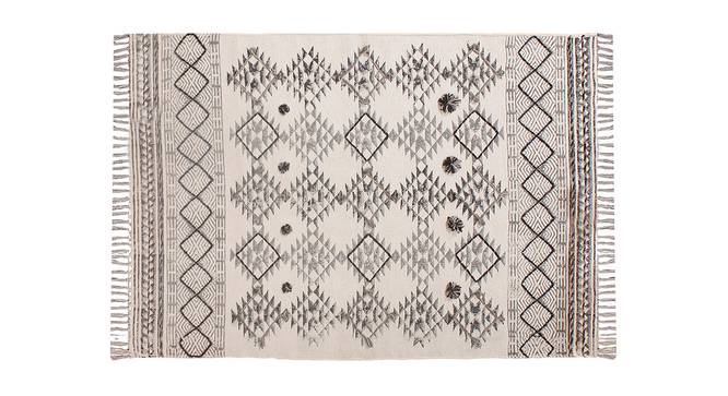Traditional Kilim Living Room Cotton Area Rug Dining Room Durries 5x5 FT (Grey, 5 x 5 Feet Carpet Size) by Urban Ladder - Front View Design 1 - 796822