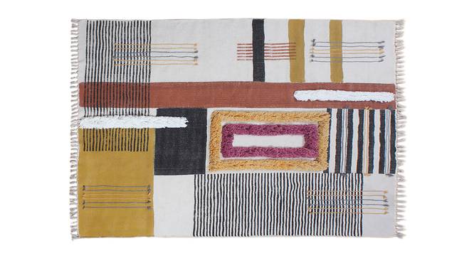 Indian Garden Cotton Area Rug Playroom Carpet Dining Room Rug 7x7 FT (Brown, 7 x 7 feet Carpet Size) by Urban Ladder - Front View Design 1 - 796854