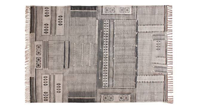 Handmade Pure Cotton Area Rug Indian Flat Weave Yoga Mat  3x10 FT (Grey, 3 x 10 Feet Carpet Size) by Urban Ladder - Front View Design 1 - 796872