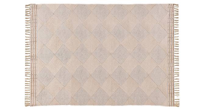 Geometric Cotton Area Rug Rectangle Outdoor Mat Yoga Cotton Area Rugs 4x6 FT (Beige, 4 x 6 Feet Carpet Size) by Urban Ladder - Front View Design 1 - 796888