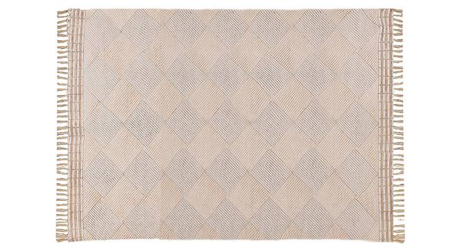 Geometric Cotton Area Rug Rectangle Outdoor Mat Yoga Cotton Area Rugs 6x9 FT (Beige, 6 x 9 Feet Carpet Size) by Urban Ladder - Front View Design 1 - 796893