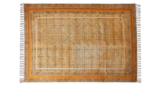 Indian Cotton Area Rug Kitchen Floor rugs Outdoor Garden Carpet 6x6 FT (Yellow, 6 x 6 feet Carpet Size) by Urban Ladder - Front View Design 1 - 796921