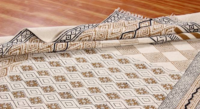 Moroccan Cotton Area Rug Garden Yoga Kilim Dining Room Carpet 3x5 FT (Brown, 3 x 5 Feet Carpet Size) by Urban Ladder - Design 1 Side View - 796959