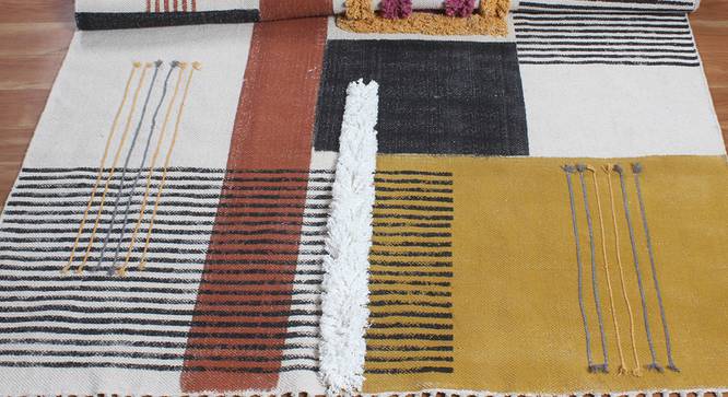 Indian Garden Cotton Area Rug Playroom Carpet Dining Room Rug 4x12 FT (Brown, 4 x 12 Feet Carpet Size) by Urban Ladder - Design 1 Side View - 797011