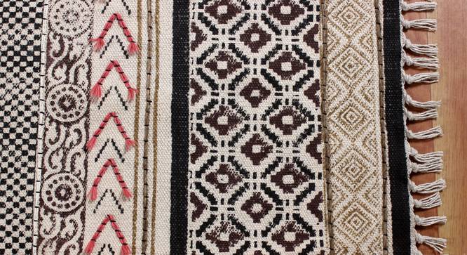 Geometric Cotton Area Rug Bathroom Rugs Kitchen Area Rugs 8x10 FT (Brown, 8 x 10 Feet Carpet Size) by Urban Ladder - Design 1 Side View - 797020