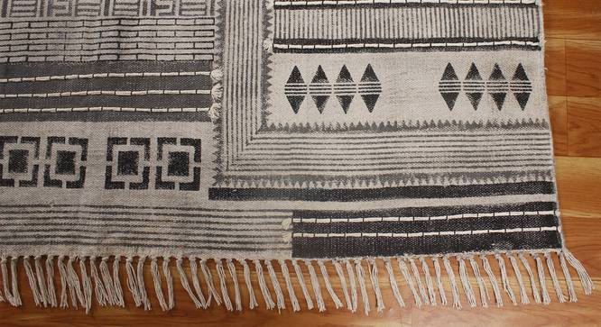 Handmade Pure Cotton Area Rug Indian Flat Weave Yoga Mat  3x10 FT (Grey, 3 x 10 Feet Carpet Size) by Urban Ladder - Design 1 Side View - 797049