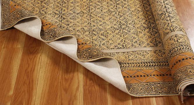 Indian Cotton Area Rug Kitchen Floor rugs Outdoor Garden Carpet 6x6 FT (Yellow, 6 x 6 feet Carpet Size) by Urban Ladder - Design 1 Side View - 797050