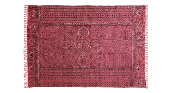 Cotton Area Rug Dining Room Carpet Flat Weave Living Room Area Rug 5x8 FT (Red, 5 x 8 Feet Carpet Size) by Urban Ladder - Front View Design 1 - 797126