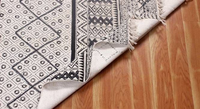 Indian Traditional Kilim Cotton Area Rug Rectangle rug 4x6 FT (Grey, 4 x 6 Feet Carpet Size) by Urban Ladder - Design 1 Side View - 797215