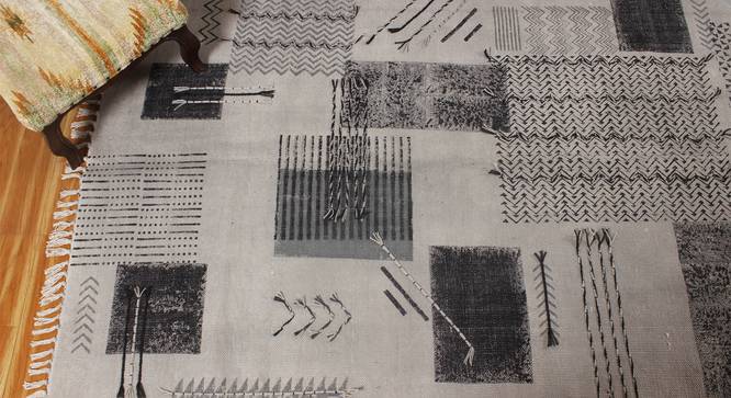 Handmade Eco Friendly Cotton Area Rug Living Room Area Kilim 3x10 FT (Grey, 3 x 10 Feet Carpet Size) by Urban Ladder - Design 1 Side View - 797291
