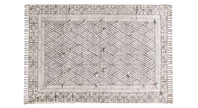 Geometric Area Kilim Indian Cotton Area Rug Eco-Friendly Dhurrie 4x6 FT (Grey, 4 x 6 Feet Carpet Size) by Urban Ladder - Front View Design 1 - 797477
