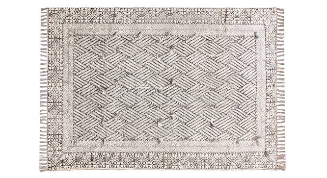Geometric Area Kilim Indian Cotton Area Rug Eco-Friendly Dhurrie 7x7 FT (Grey, 7 x 7 feet Carpet Size) by Urban Ladder - Front View Design 1 - 797485