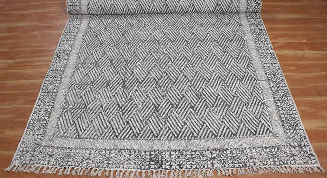 Geometric Area Kilim Indian Cotton Area Rug Eco-Friendly Dhurrie 4x6 FT (Grey, 4 x 6 Feet Carpet Size) by Urban Ladder - Design 1 Side View - 797549