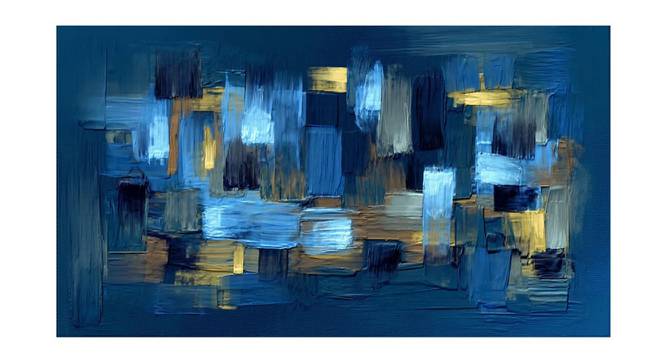 Abstract Blue and Gold Painting - 24 x 14 inch (multi-color) by Urban Ladder - Front View Design 1 - 799463