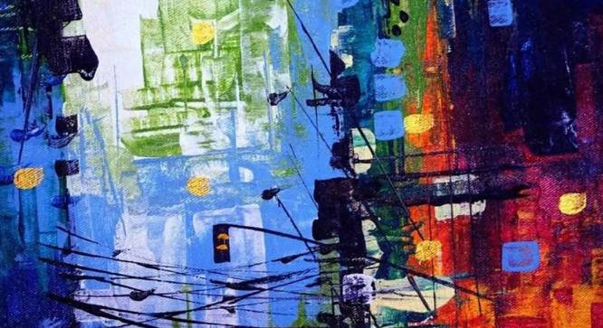 Colorful Cityscape Painting - 24 x 18 inch (multi-color) by Urban Ladder - Design 1 Side View - 799492