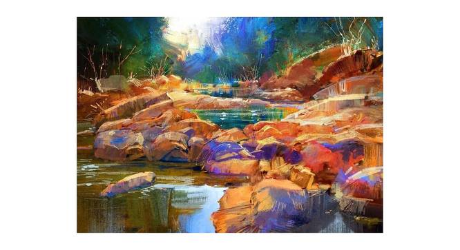 Colorful River & Stones Painting - 24 x 17 inch (multi-color) by Urban Ladder - Design 1 Side View - 799494