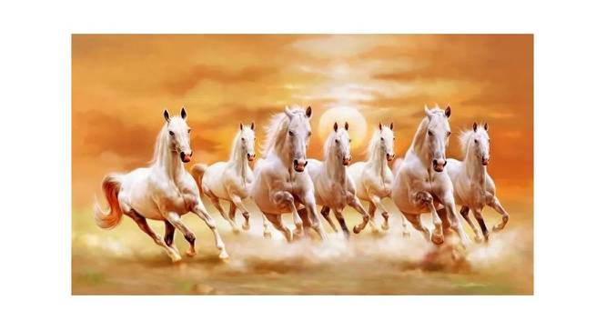 Lucky White Horses Painting - 24 x 14 inch (multi-color) by Urban Ladder - Front View Design 1 - 799542