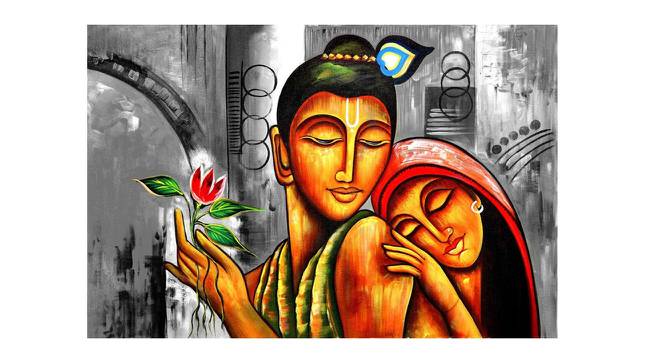 Radha Krishna Painting - 24 x 16 inch (multi-color) by Urban Ladder - Front View Design 1 - 799551