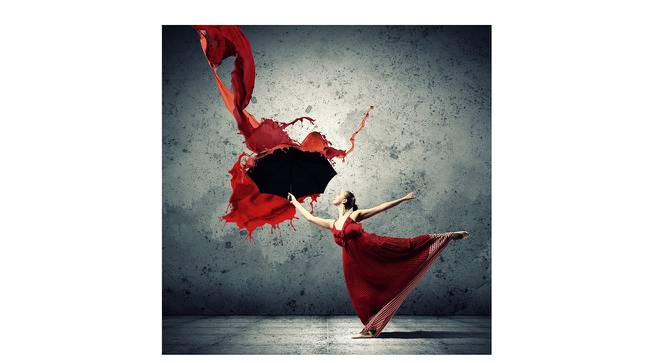 Red Ballerina Painting - 24 x 24 inch (multi-color) by Urban Ladder - Front View Design 1 - 799553
