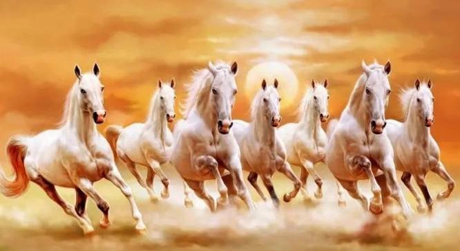 Lucky White Horses Painting - 24 x 14 inch (multi-color) by Urban Ladder - Design 1 Side View - 799558