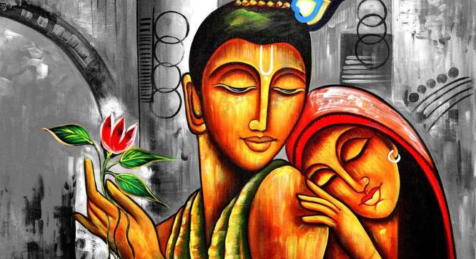 Radha Krishna Painting - 24 x 16 inch (multi-color) by Urban Ladder - Design 1 Side View - 799567