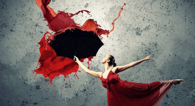 Red Ballerina Painting - 24 x 24 inch (multi-color) by Urban Ladder - Design 1 Side View - 799569