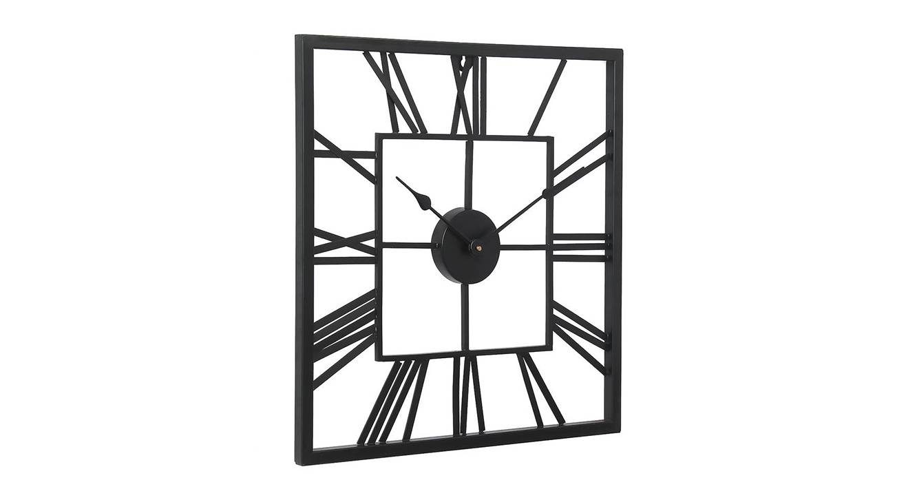 Black Metal Square Analog Wall Clock Urban Ladder