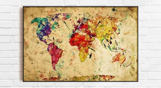 Retro World Map Painting - 24 x 16 inch (multi-color) by Urban Ladder - Design 1 Side View - 799646