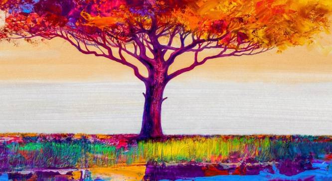 The Sunset Tree Painting - 24 x 15 inch (multi-color) by Urban Ladder - Design 1 Side View - 799653