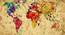 Retro World Map Painting - 24 x 16 inch (multi-color) by Urban Ladder - Ground View Design 1 - 799660