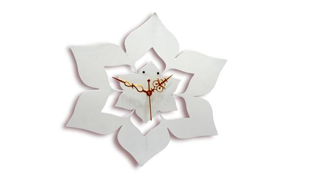 White Flower Designer Wall Clock - 2 feet (White) by Urban Ladder - Front View Design 1 - 799710