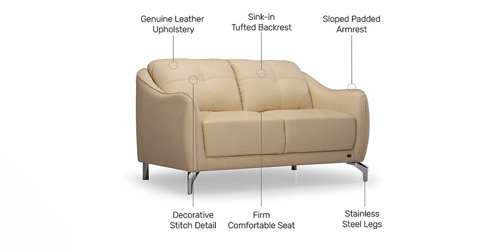 Skyler Leather Sofa by Urban Ladder - - 