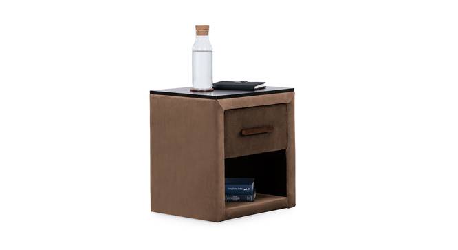 Salvador Engineered Wood Bedside Table in Dark Brown Finish (Brown Finish) by Urban Ladder - Front View Design 1 - 801244
