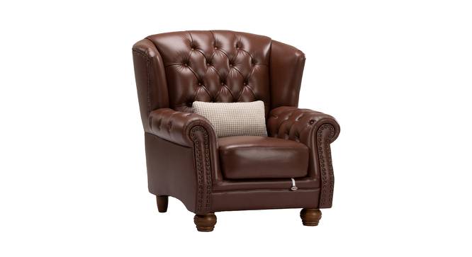 Beverly Leather Lounge Chair (Brown) by Urban Ladder - Front View Design 1 - 801246