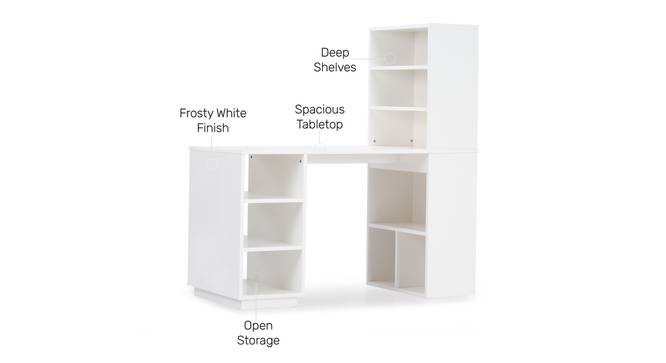 Delrick Engineered Wood study table in White (White Finish) by Urban Ladder - Front View Design 1 - 801519