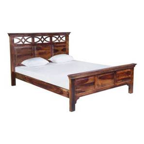 Bedroom Furniture In Bhubaneswar Design Aarohi Solid Wood Queen Size Non Storage Bed in Provincial Teak Finish