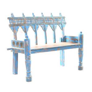 Ajit Solid Wood Bench in Distressed Blue Finish-image-12