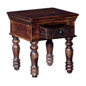 Bedside Tables Design Anahita Solid Wood Bedside Table in Teak Finish
