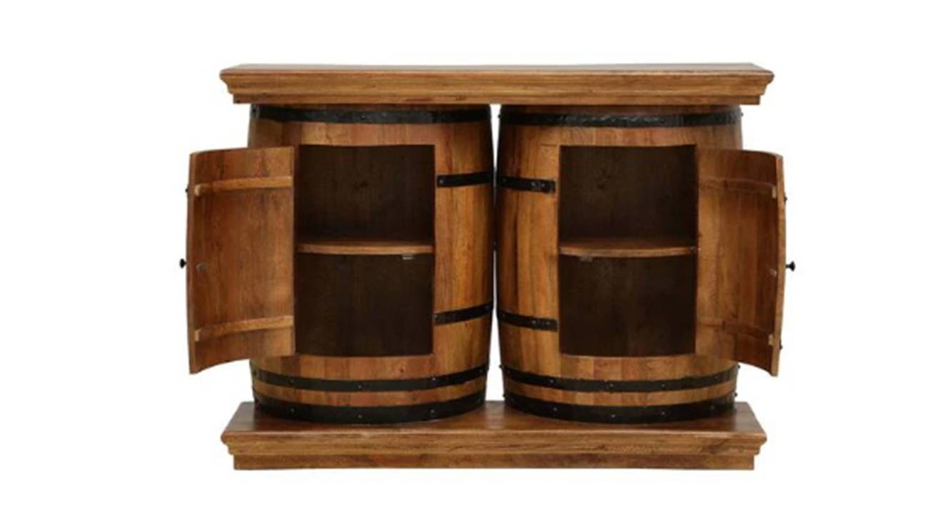 Ajeya Solid Wood Free Standing Bar in Provincial Teak Finish