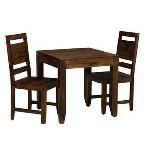 Dining Table And Chairs Design Alton Solid Wood 2 Seater Dining Table with Set of 2 Chairs in Teak Finish