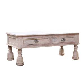 Closed Coffee Table Design Anila Rectangular Solid Wood Coffee Table in Distressed Finish