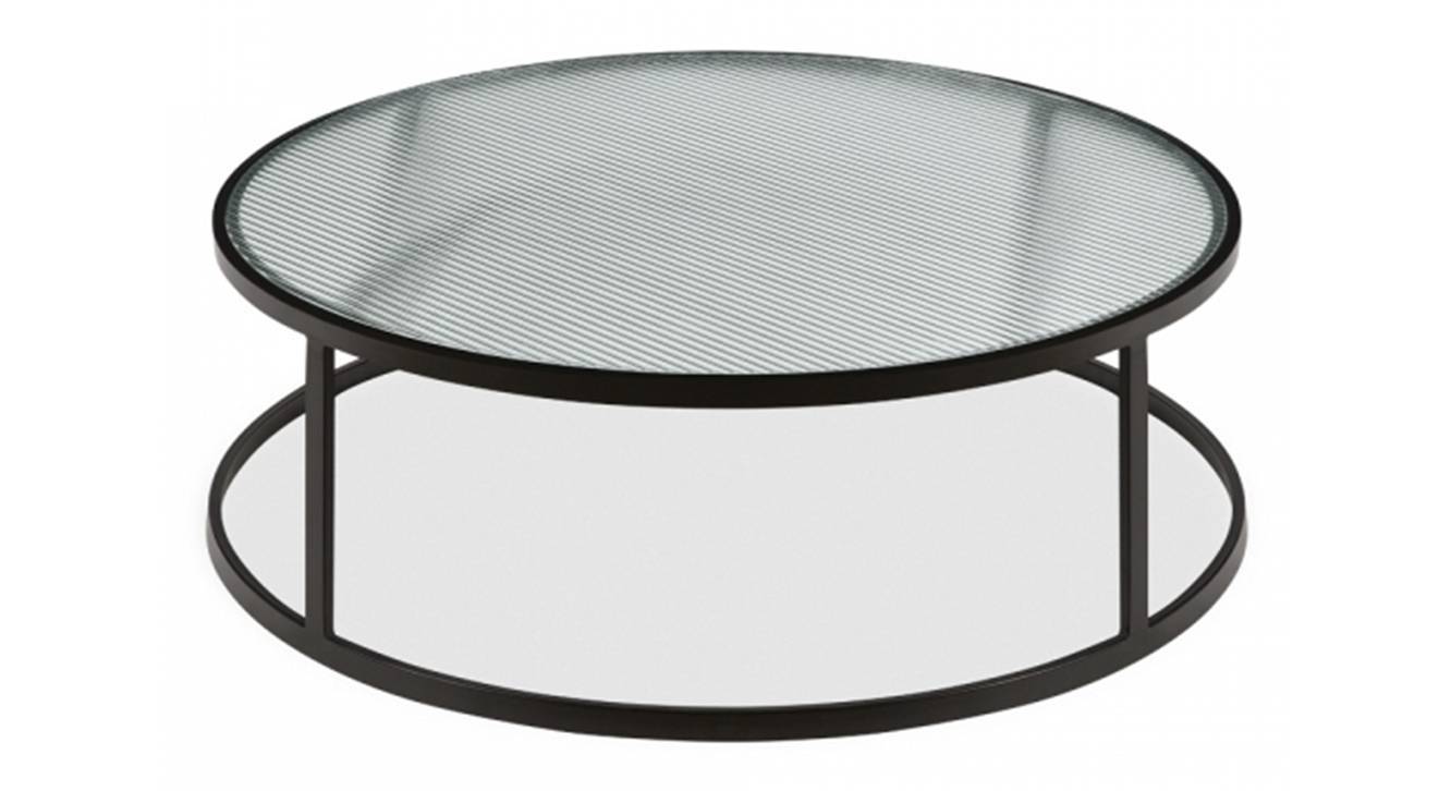 Annis Round Metal Coffee Table in Black Finish Urban Ladder